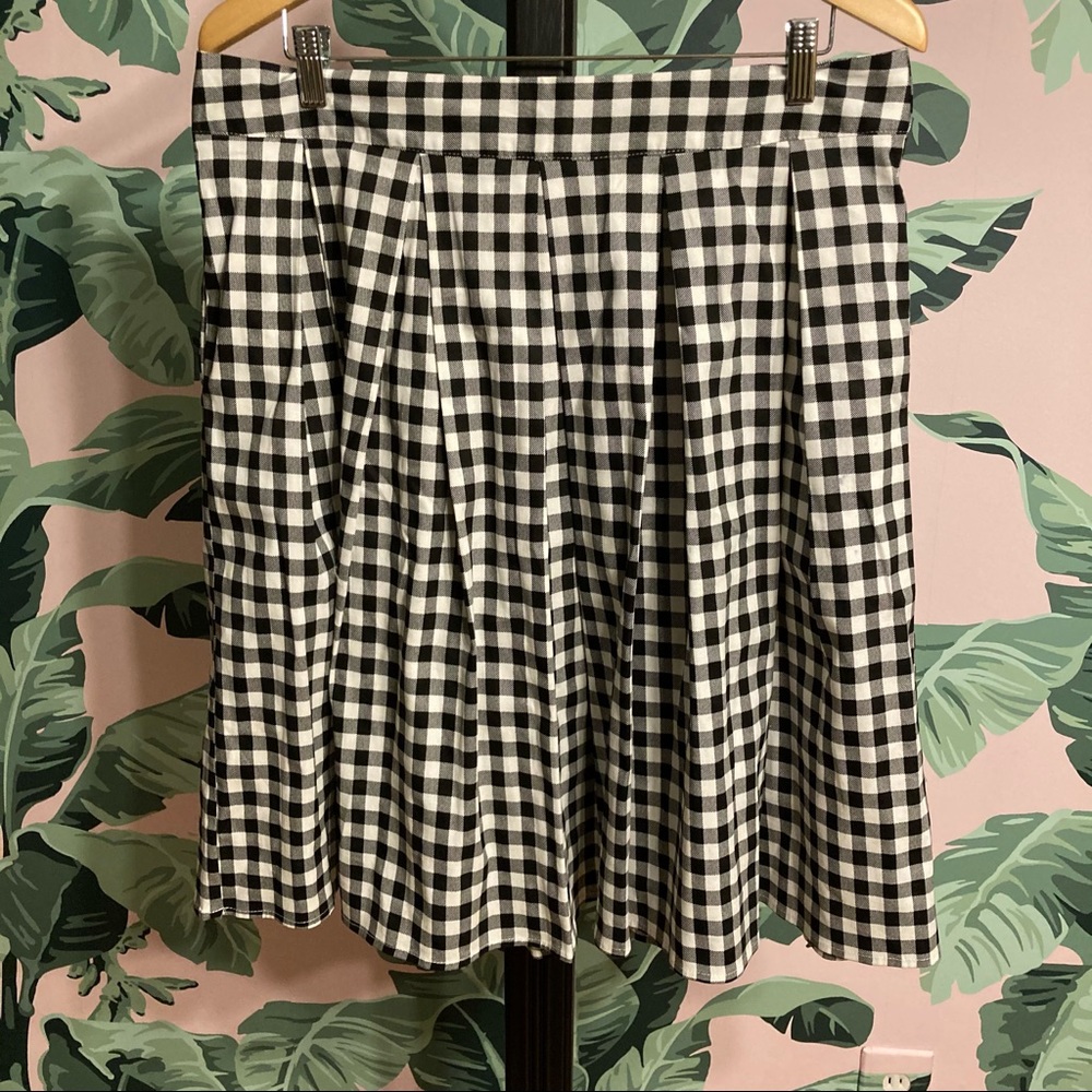 Black & White Check Pleated Full Skirt, Juniors XL, with Pockets & Back Zipper